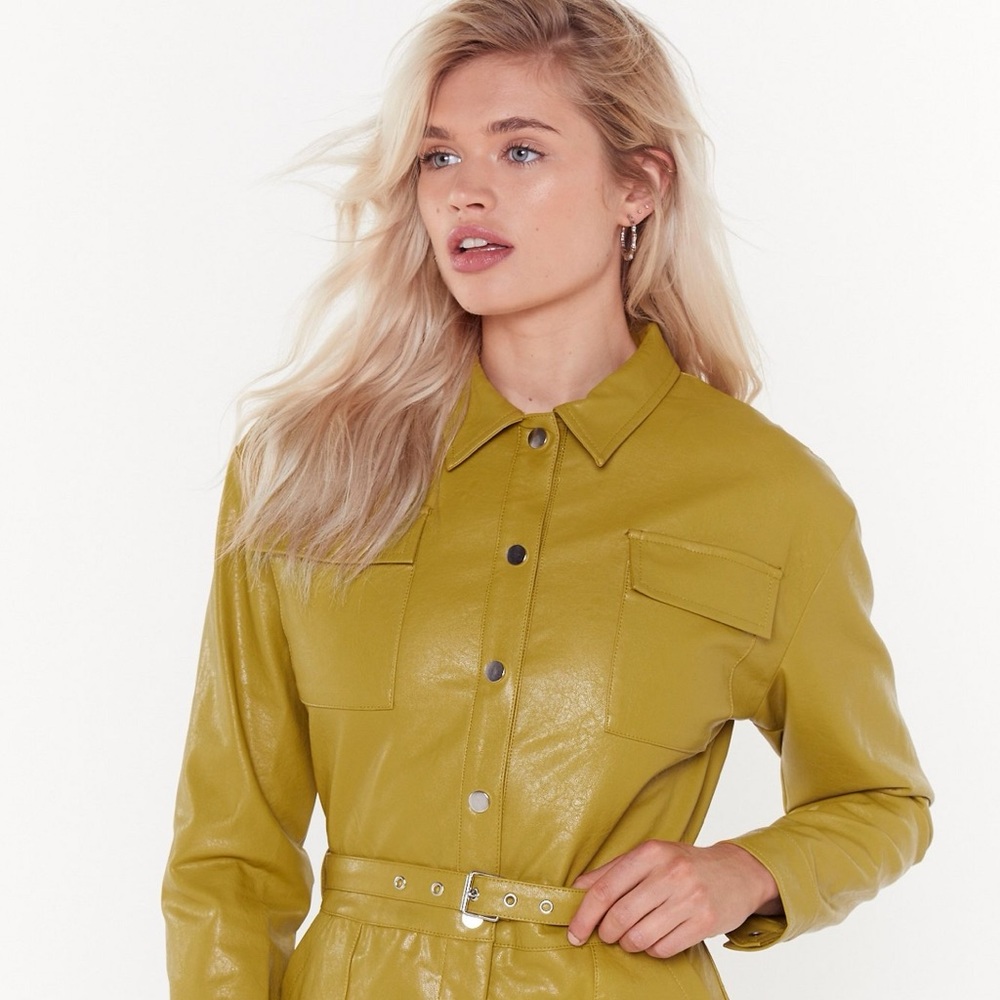 NEW Vegan Leather Boiler Suit - LIME